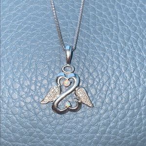 Open Heart Necklace Opal